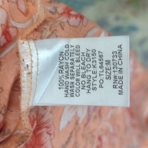 Orange Floral Peasant Top Lightweight Festival Flowy Rayon Blouse By Umgee Sz M - Picture 10 of 11